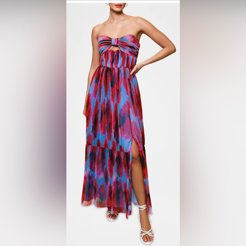 Hutch Micah Pleated Strapless Cutout Gown size 0 NWT